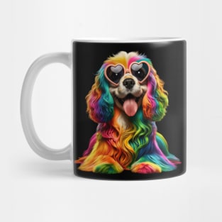 Rainbow Cute Dog Wearing Glasses Heart Puppy Love Dog Funny Mug